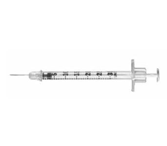 Light Gray B & D Insulin Needles 8mm x 30g with 0.3 ml syringe per 100