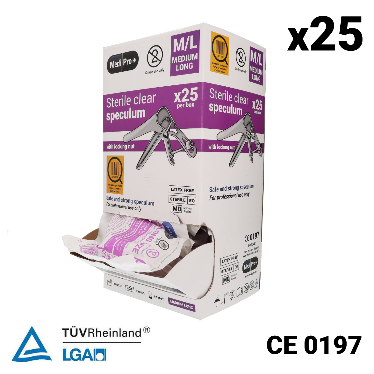 Light Gray Medipro Vaginal Speculum with Lock - Box of 25 - Medium Long