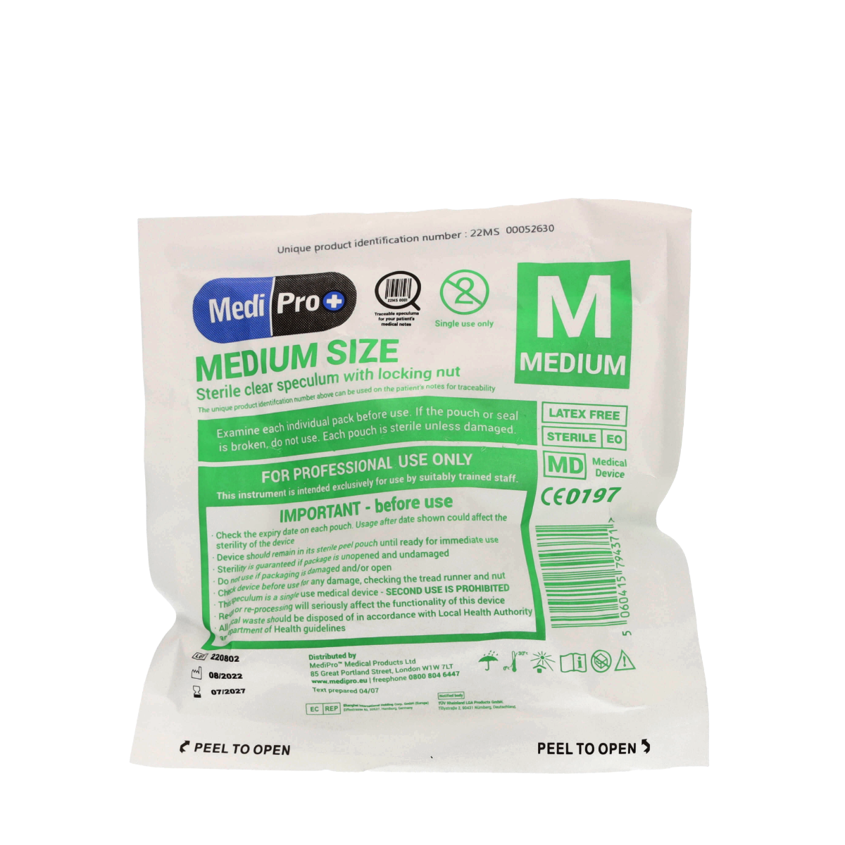 Light Gray Medipro Vaginal Speculum with Lock - Box of 25 - Medium