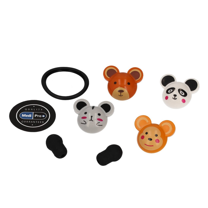 Black Paediatric Stethoscope With Clip-on Animal Faces