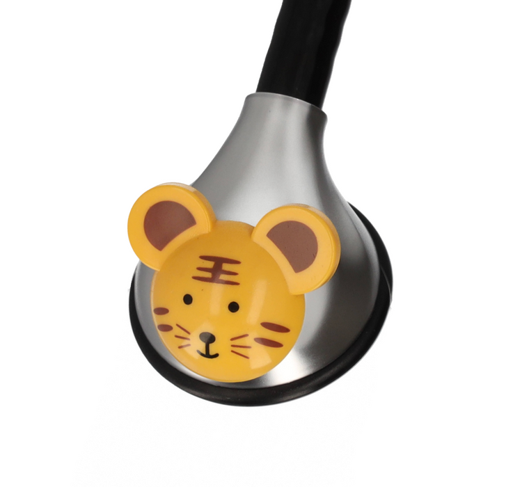 Black Paediatric Stethoscope With Clip-on Animal Faces