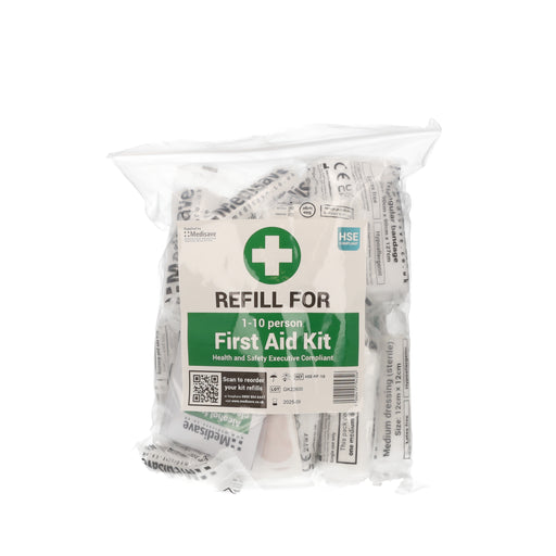 Light Gray HSE Compliant Workplace First Aid Kit - 10 Person Refill
