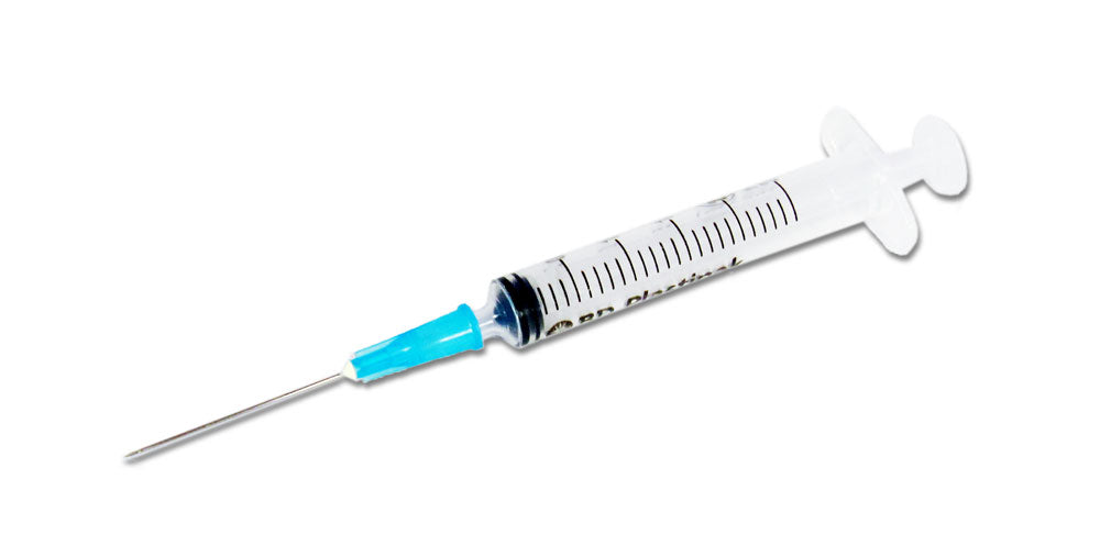 Lavender BD 2ml Syringe Complete with 23g x 1" Needle x 100