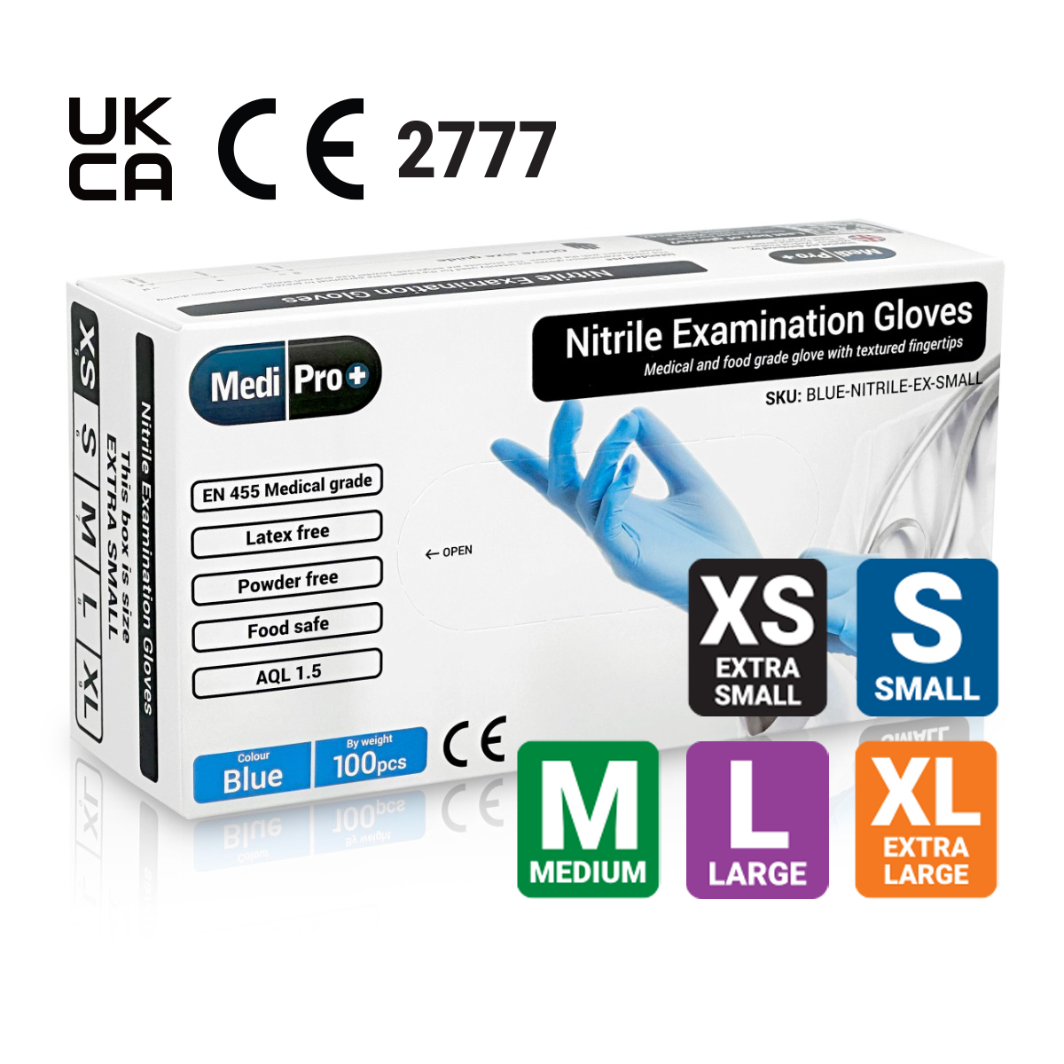 Dark Slate Gray Blue Nitrile Gloves x 100