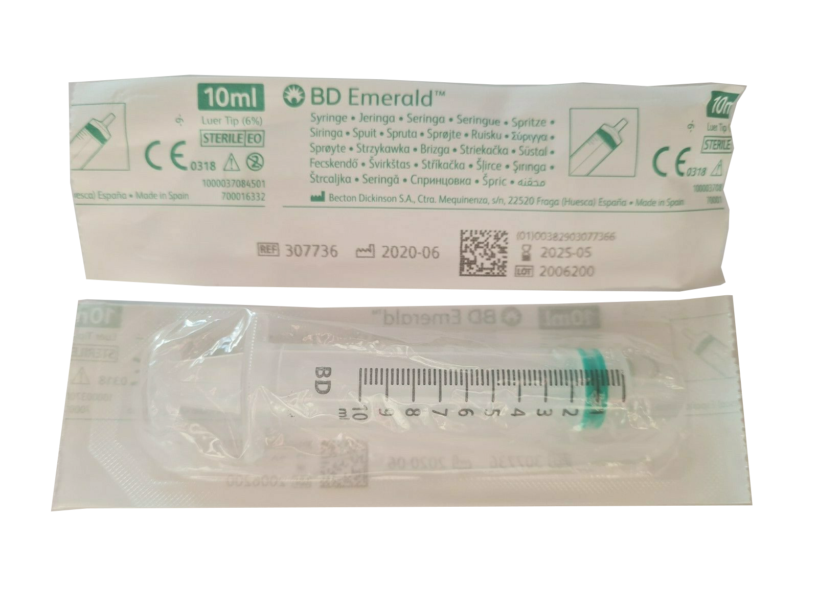 Gray BD Emerald Hypodermic Syringe - Luer Slip Concentric - 10ml x 100