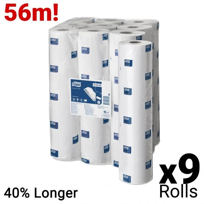 Light Gray Tork Couch Roll Advanced White 2 Ply - 150250 - Case of 9 Rolls - 48cm/19" x 56m