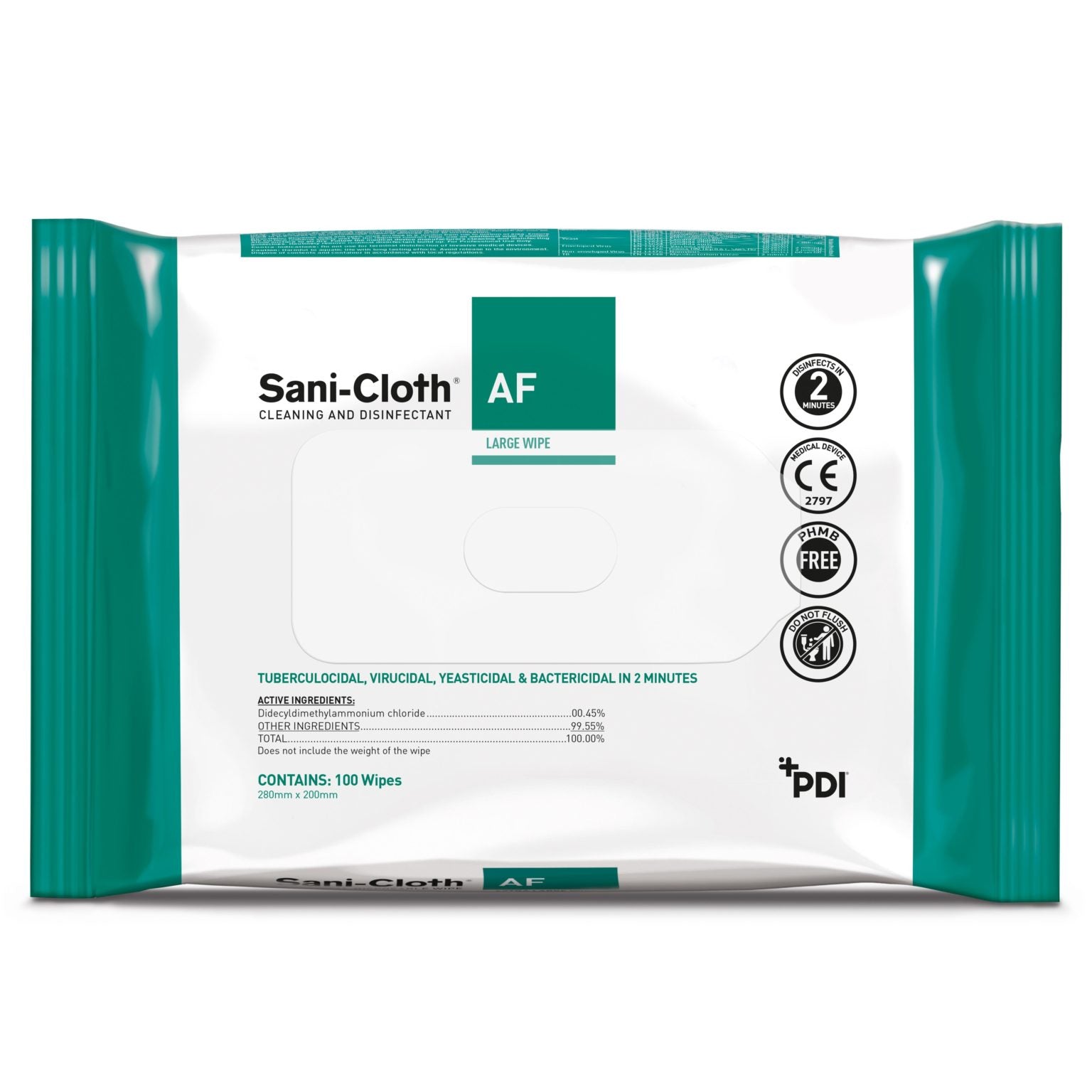 Dark Cyan Sani-Cloth® AF Universal - Flow Wrap (100)