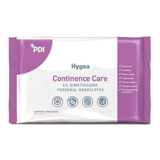 White Smoke Hygea Continence Care Personal Washcloth - Flow Wrap Fragranced (8)