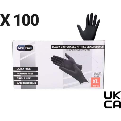 Lavender MediPro Black Nitrile Gloves - Box of 100